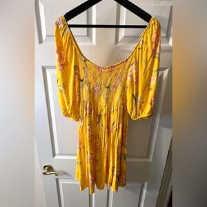 Yellow floral summer dress